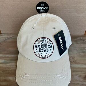 America 250 - custom graphic Decky 959 stone colored relaxed distressed dad hat
